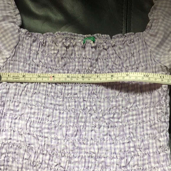 RETRO BENETTON lite purple peasant CROP top- Small - Picture 9 of 10